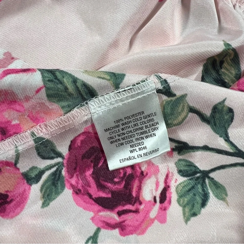 Thalia Sodi Women Pink Floral Satin Robe Kimono Tie Front Size S/M - Picture 5 of 6